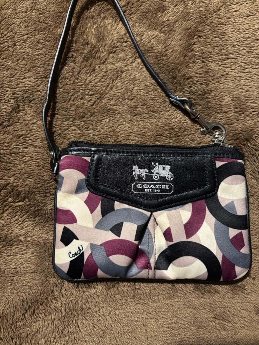 Coach Geometric Multicolor Logo Zipper Keychain Wallet
